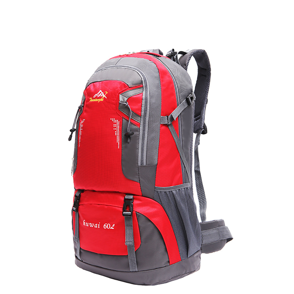 Bolso de montañismo al aire libre de gran capacidad 60L bolso de viaje de nailon resistente a las salpicaduras
