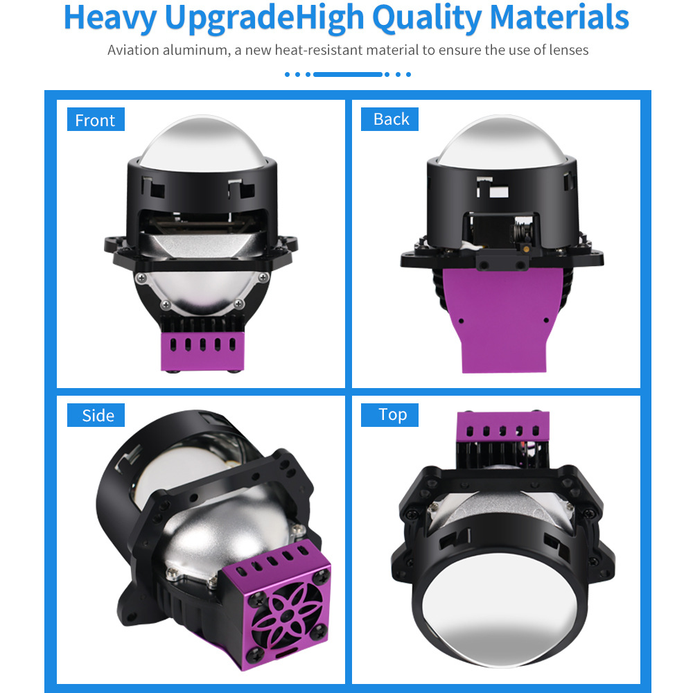 Faros de lente grande LED de doble disparo directo, controladores integrados, lejanos y cercanos, faros de coche de alta translusión de doble luz de 2,5 pulgadas