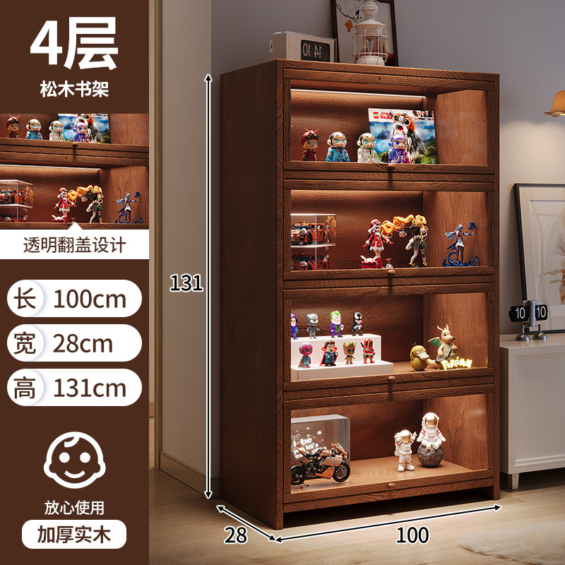 Mesita de noche de madera maciza Estilo retro americano Dormitorio junto a la cama Gabinete de almacenamiento multicapa para el hogar Estante con grietas