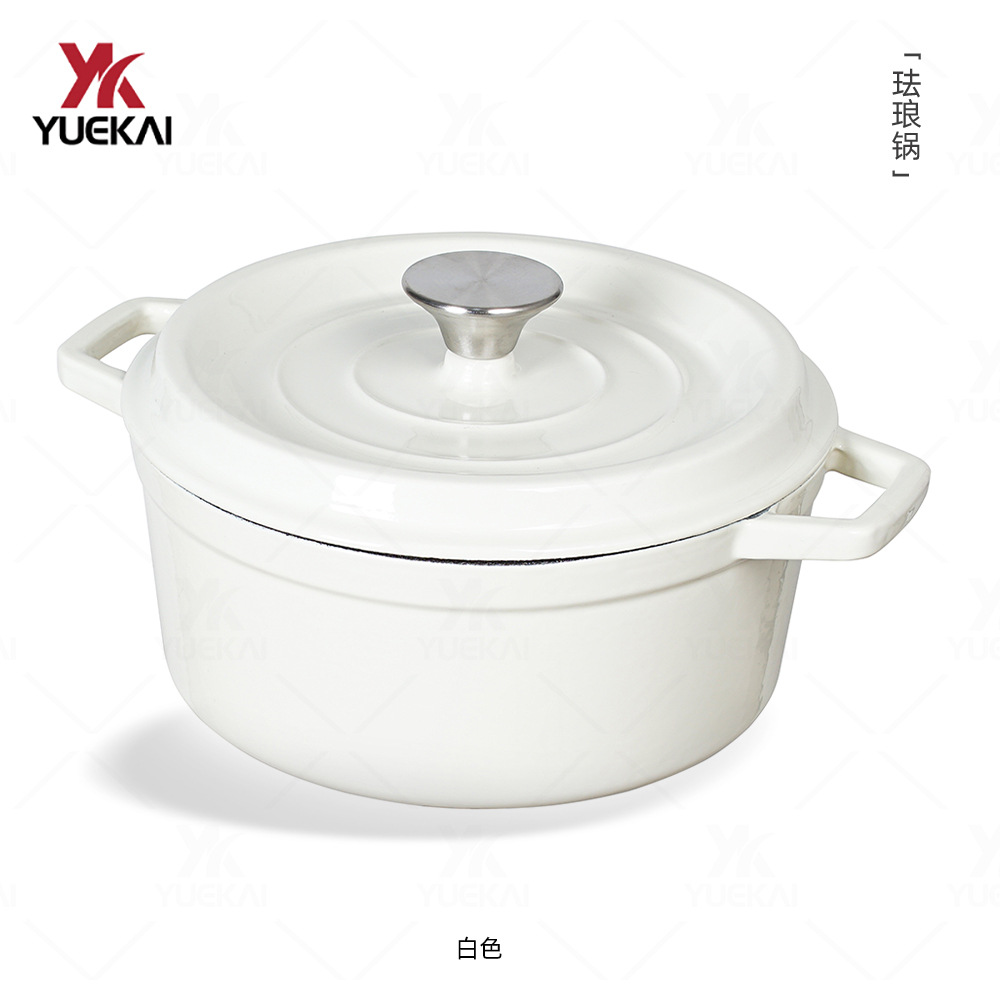 23CM 주철 흰색 에나멜 냄비