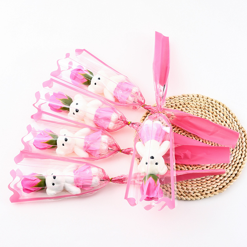 Fabricantes transfronterizos Regalos del día de la madre Flor de jabón de oso único Ramo de rosas de flores artificiales Actividades Empujar pequeños regalos