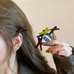 韩系少女丝绒蝴蝶结发夹侧边夹甜美气质BB夹刘海夹秋冬新款夹子