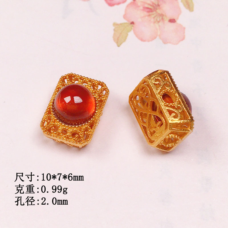 Natural Garnet round table accessories s925 silver gold-plated bracelet necklace string decoration diy handmade beads semi-finished products