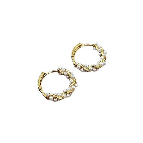 High-end light luxury temperament circle pearl earrings women's s925 silver needle earrings women's ear buckles niche design ear jewelry