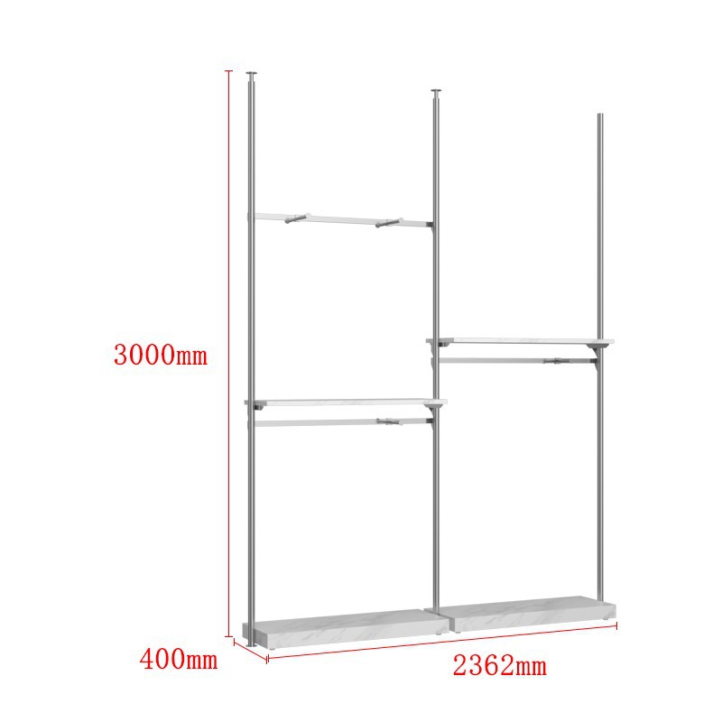 Acero inoxidable Tianzhu tienda de ropa estante de exhibición estante de exhibición tipo piso simple elevación de pared superior armario de prendas de hombre