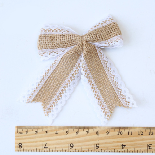 Cross-border hot sale swallowtail lace linen bow Christmas decoration DIY clothing shoes and hats decorative accessories