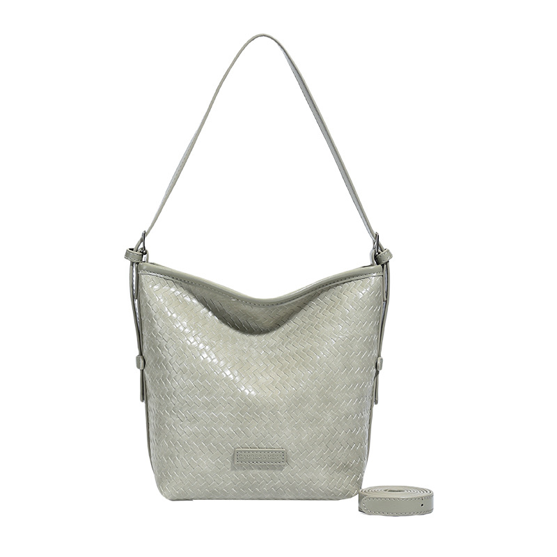 Bolsa de brazo trenzada retro para mujeres 2025, nueva moda bolso de cubo, bolso de hombro universal, bolso de alta capacidad