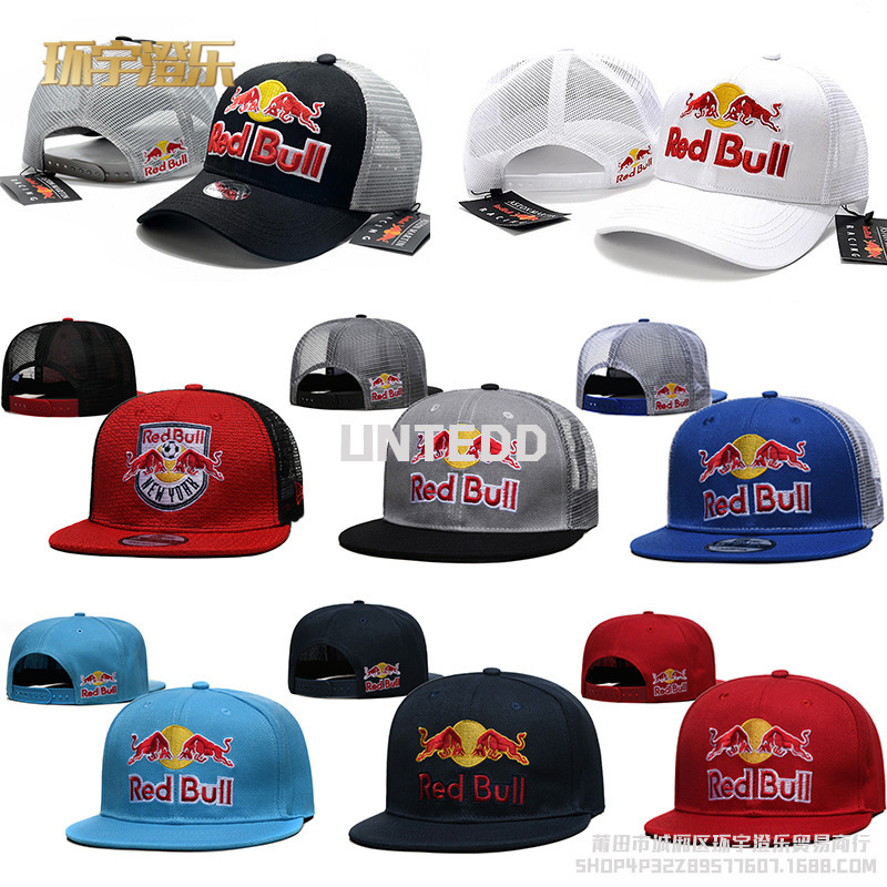 [Redbull Red Bull Hat Mesh Cap] Outdoor Flat-Brim Racing F1 Team Sports Baseball Cap