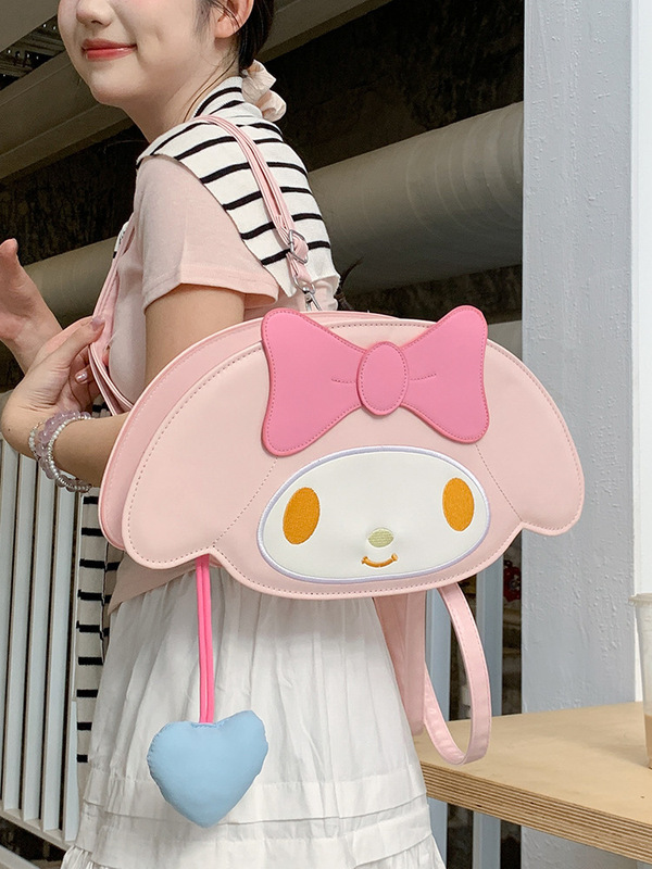 見栄えの良い漫画のピンクのウサギの形をしたバックパック、子供用旅行バックパック、かわいい大容量の甘いバッグ|undefined