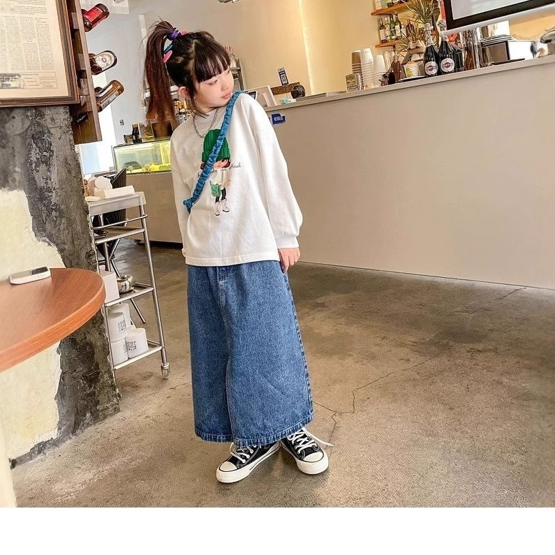 Faldas para niños Nuevos productos Faldas para niñas Ropa para niños Faldas de mezclilla de media longitud para niños Faldas largas para niños grandes por encima de la rodilla image 4