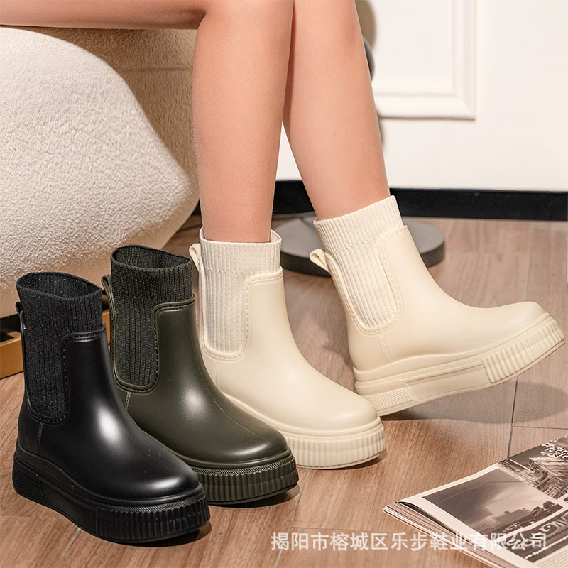 Корейские новые короткие сапоги дождя женские японские красные модные туфли для дождя женские взрослые нескользящие водяные туфли