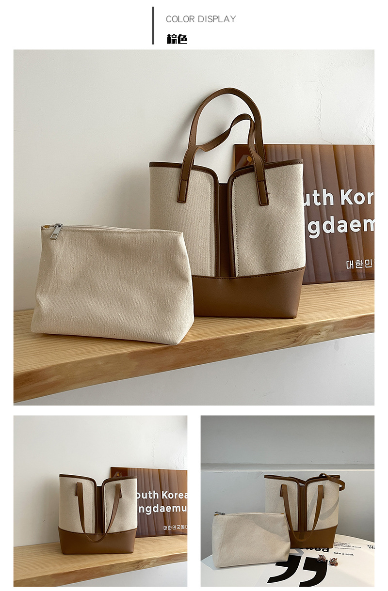 Korean Style Simple Stitching Contrast Color One-shoulder Diagonal Tote Bag display picture 26