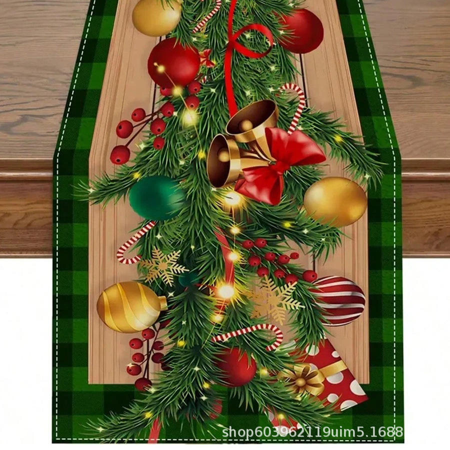Amazon transfronterizo nueva bandera de la mesa de Navidad fábrica directa invierno muñeco de nieve Santa estampado almohadilla de mesa