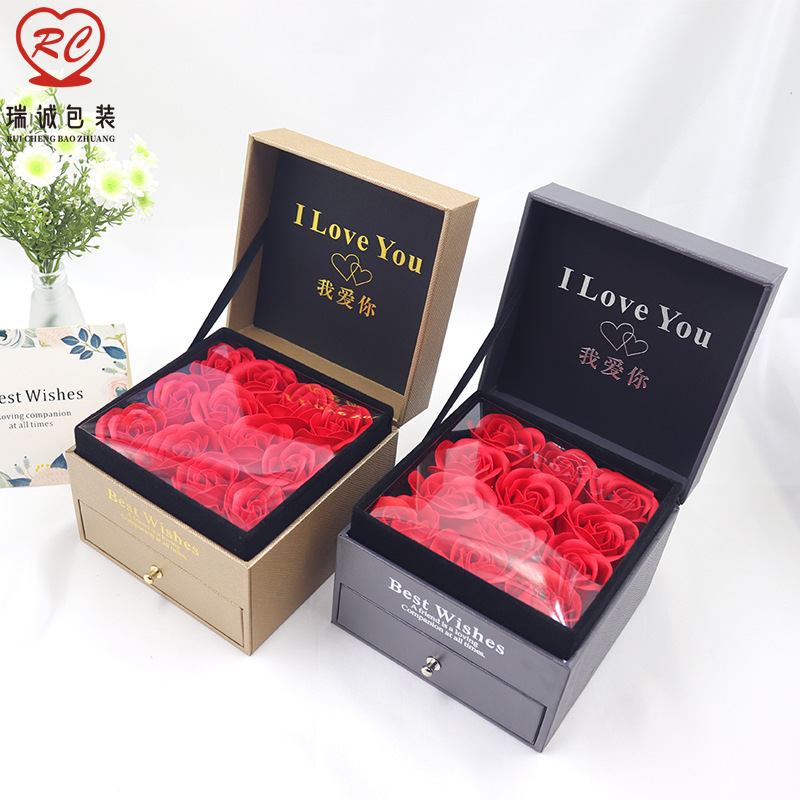 12 roses gift box ring box cosmetics lipstick box drawer flip jewelry box Watch bracelet box