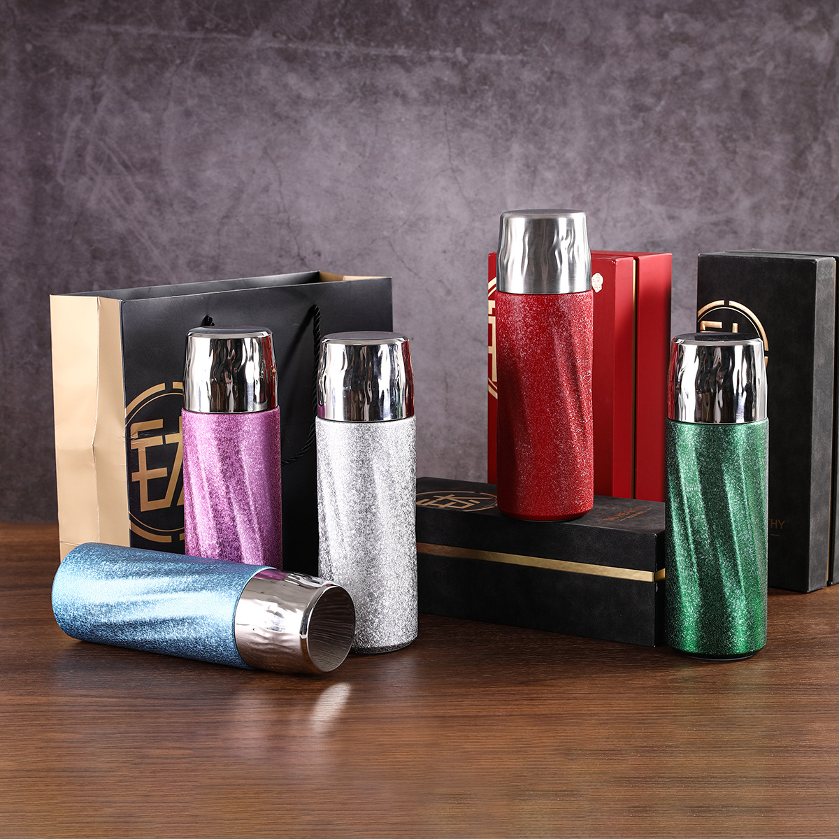 高颜值纯钛双层真空保温杯家用办公室便携泡茶杯男士高档礼品杯