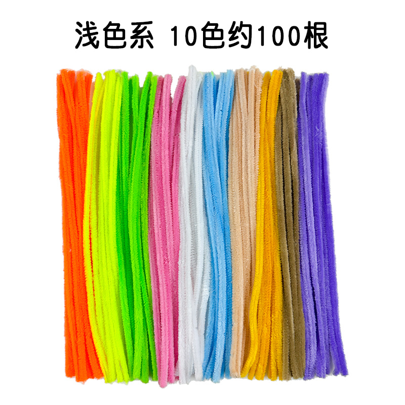 Twisted stick felpa tira material hecho a mano de los niños bola lana kindergarten creativo color macaron