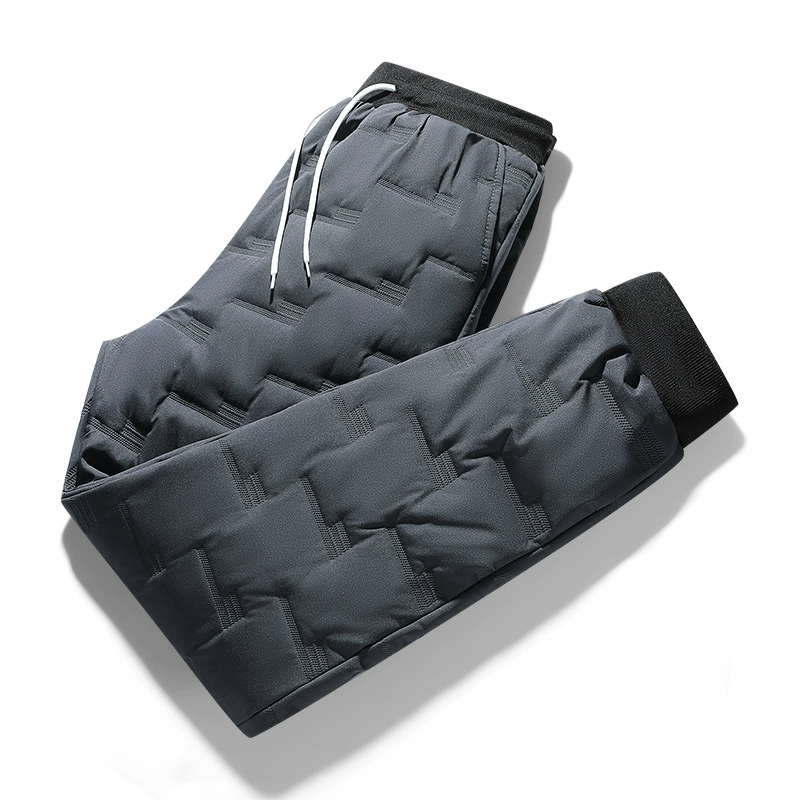 Трансграничная внешняя торговля встряхивает струйные толстые пуховые хлопчатобумажные брюки для мужчин зимой теплые повседневные брюки