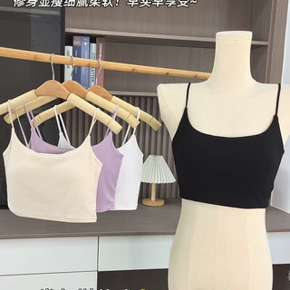 ZHISHENYA纯棉抹胸短款美背吊带背心带胸垫固定杯内搭外穿吊带抹