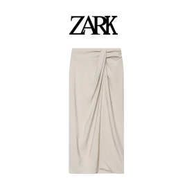 ZARK 欧美新款时尚褶皱结饰裹巾迷笛裙 跨境外贸女装批发 8372040