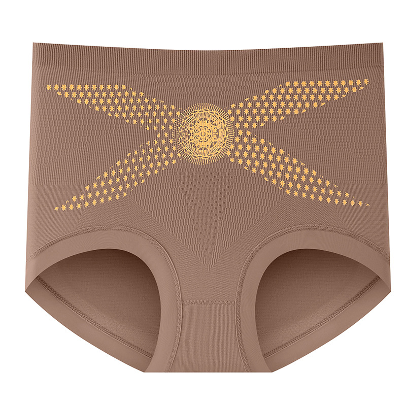 Vendajes dorados, cintura alta, glúteos, ropa interior de abdomen direccional 2024, nueva ropa interior de mujer transpirable de entrepierna antibacteriana de algodón 9A