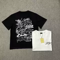 Coreiz trendy American Devil's Island T-shirt short sleeved back graffiti letter logo printed men's pure cotton T-shirt