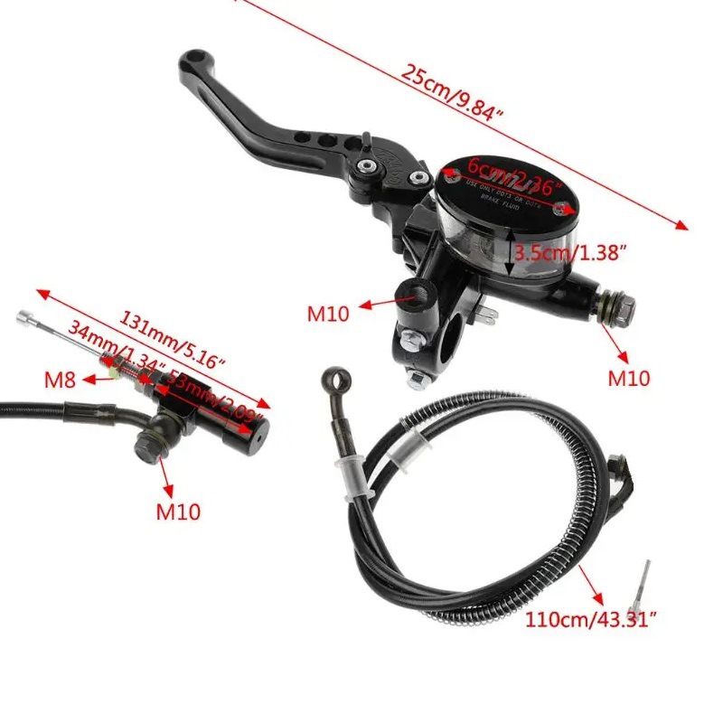 M10x1.25 aluminum motorcycle hydraulic clutch master cylinder rod brake pump suitable for off-road motorcycle ATV