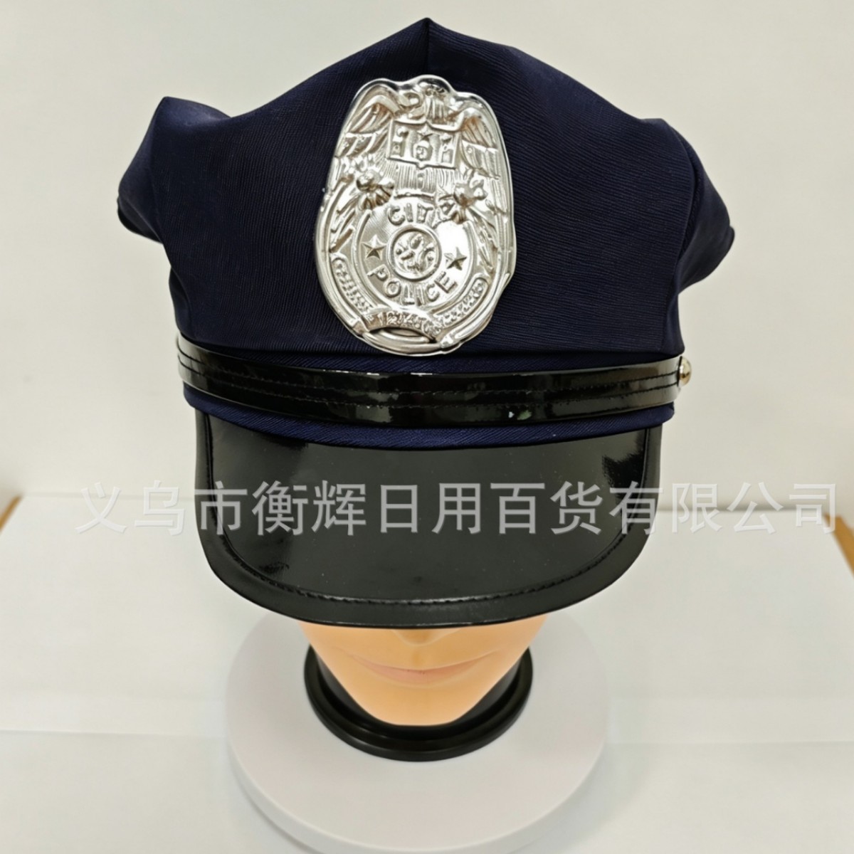 Cross-Border Eagle Logo Police Hat Black and White Checkered Octagonal Flat Top Hat Us Navy Halloween Police Hat