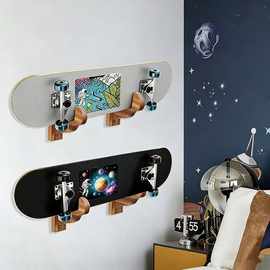 木质滑板收纳架商店滑雪板展示架壁挂式甲板长板存储架平滑板架