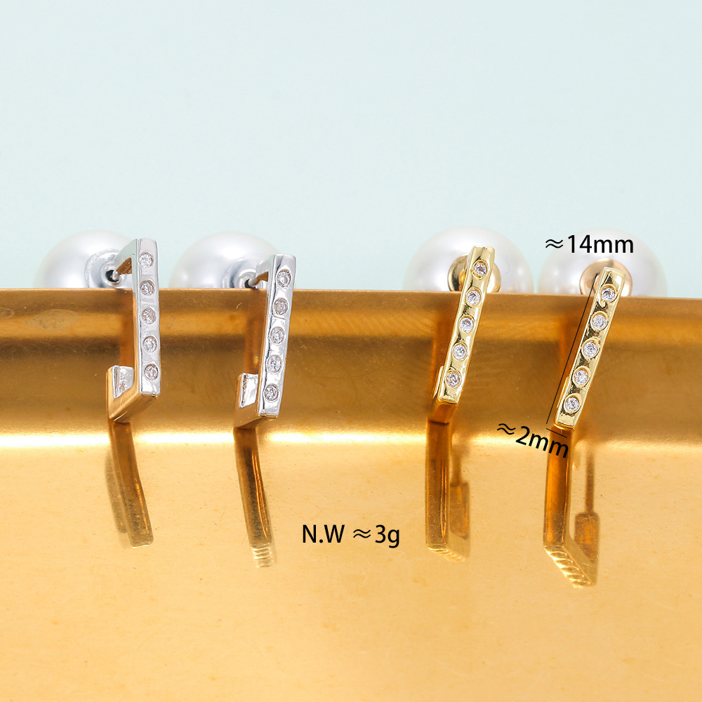 Unisex Gender Fashion Style Personality Diamond Irregular Surface Pearl Zircon Earrings