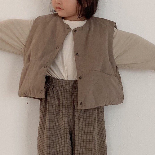 Korean version of ins autumn style for boys and girls, single-breasted cardigan, trendy style without hood, stylish cotton liner vest, children's clothing