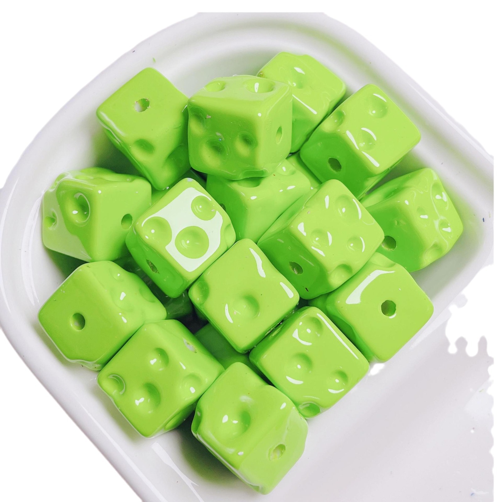 Acrílico color caramelo queso agujero recto beads diy accesorios de joyería de cadenas de teléfonos móviles colgantes de beads sueltos llaveros beads