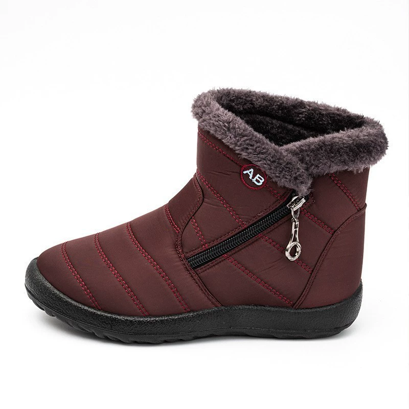 Fleece winter boots, plush‑lined ankle boots, soft sole, plus sizes 35–47