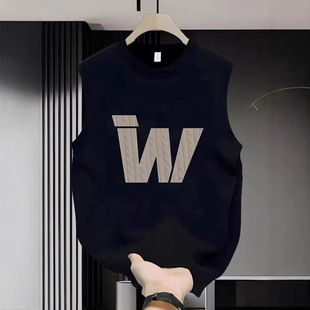 American Simple Letter Printed Basketball Sports Vest Men's Summer Street Style Handsome Versatile Pure Cotton Sleeveless Top