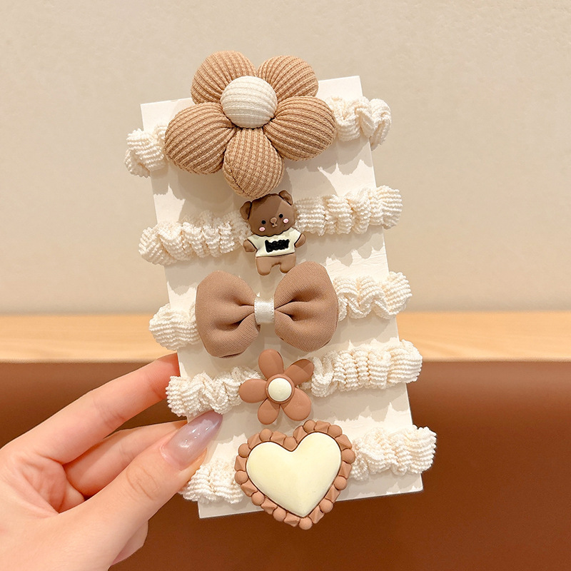 Otoño y invierno niños leche de café flor cabello anillo de cabello chica lindo cabello de cabello de alta elasticidad elástico