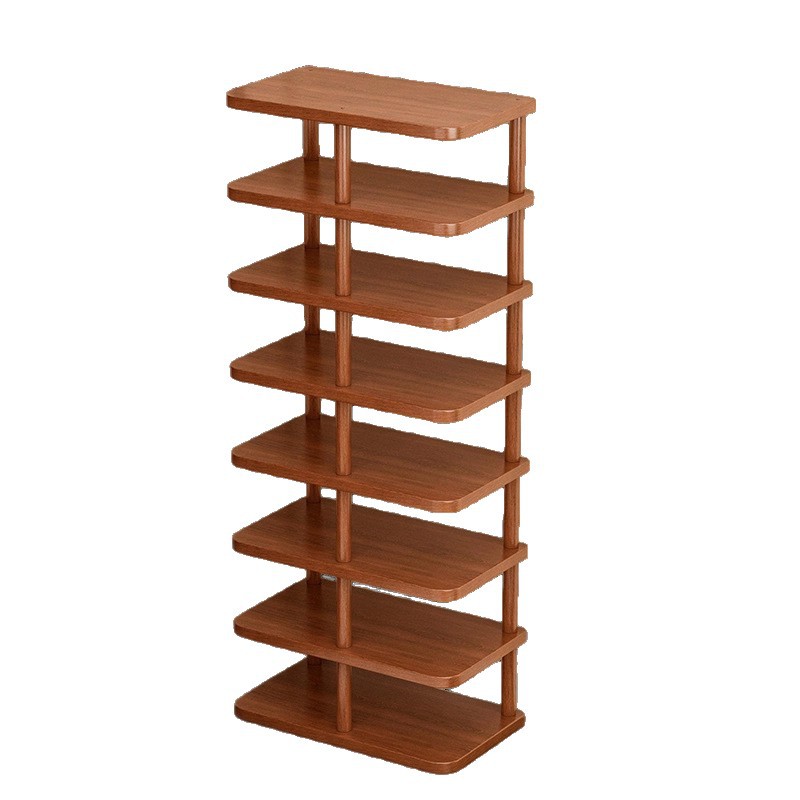 Estante de zapatos de madera sólida puerta de almacenamiento de acabado doméstico multicapa puerta de entrada de alquiler dormitorio pequeño gabinete de zapatos simple