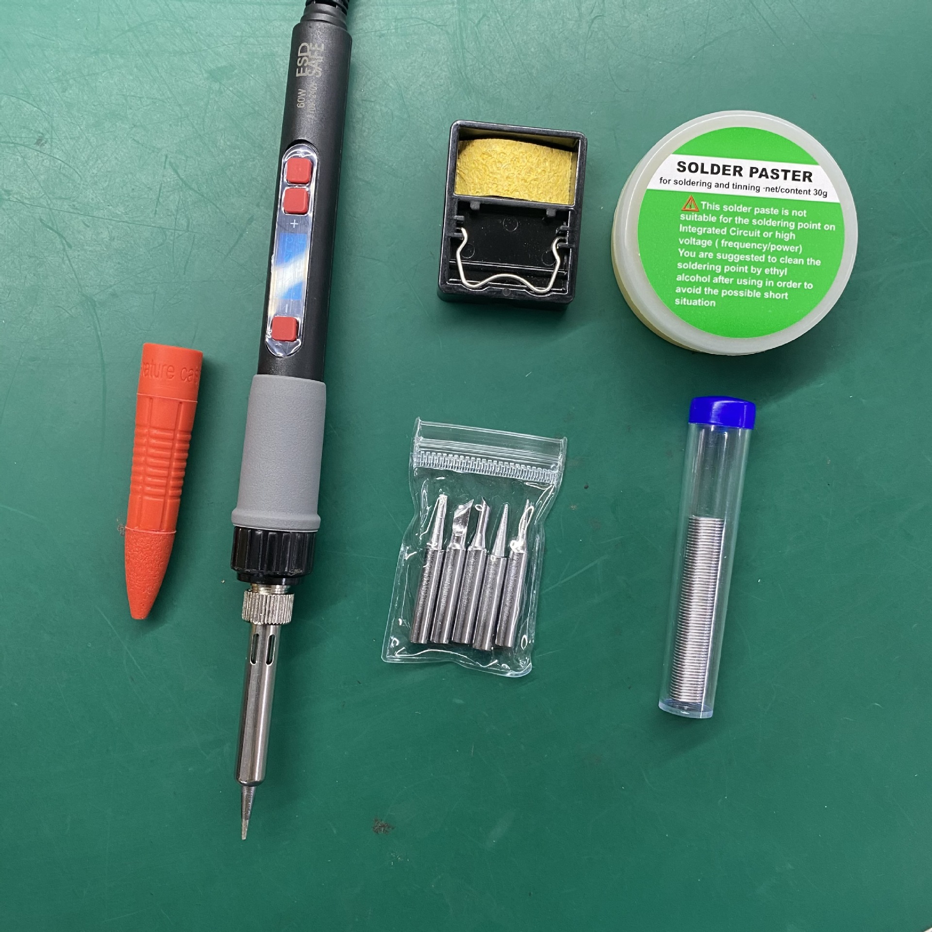 Soldador eléctrico con pantalla digital de 220V estándar europeo transfronterizo 60W soldador eléctrico de temperatura constante ajustable Juego estándar estadounidense Herramientas de soldadura