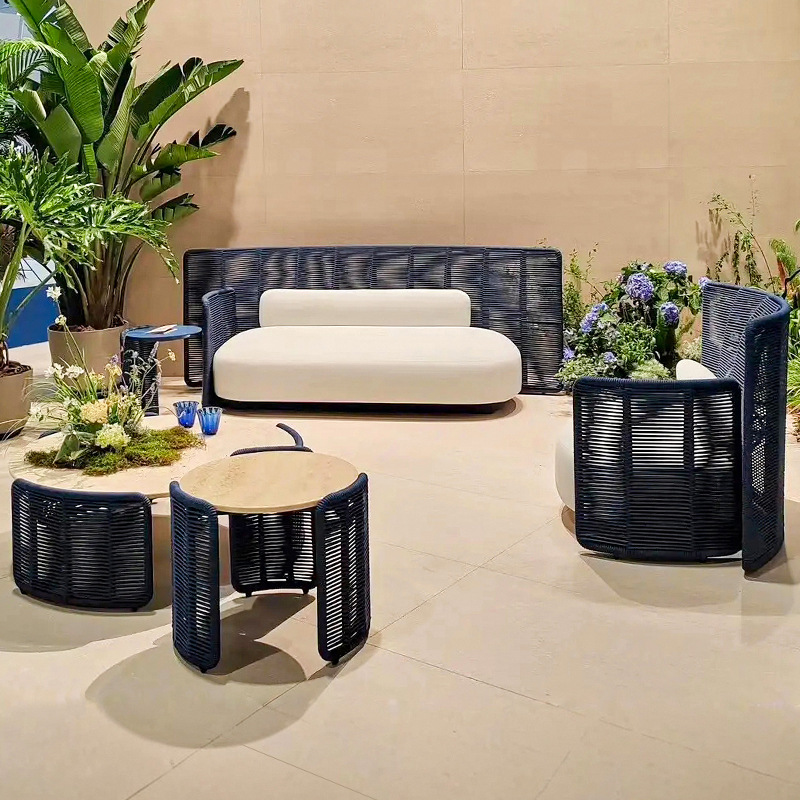 Sofá de caña al aire libre combinación Villa Jardín Hotel muebles impermeables de protección solar patio balcón silla de caña ocio