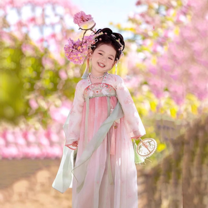 Hanfu Girl Autumn Style Little Girl Mid-Autumn Festival Chinese Style Children's Ancient Style Super Fairy Ru Skirt 2025 Pink Dress
