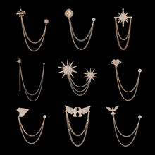 别针配饰配件徽章男士西服胸针高档奢华西装链条装演出新年礼物