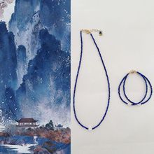 极细高品级青金石创意设计天然石串珠项链手链手作创意小众跨境