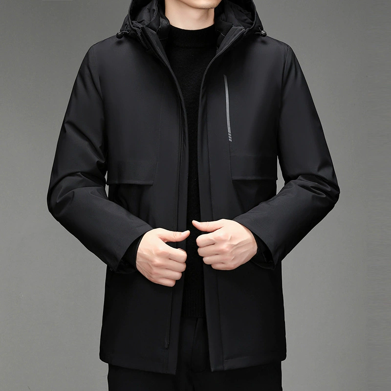 2023 Новый пуховик для среднего и пожилого возраста, Мужская Утепленная куртка для папы средней и длинной длины, съемная внутренняя сумка больших размеров, зимняя одежда