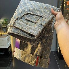 重いポンドのアメリカの機能の風のファスナーの木のまっすぐな筒のジーパンの男性の欧米の高い街のvibeの小さいラッパの柳の釘の工装のズボン