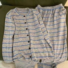 韩系蓝灰条纹长袖长裤睡衣女2025春秋季新款家居服套装可外穿大码
