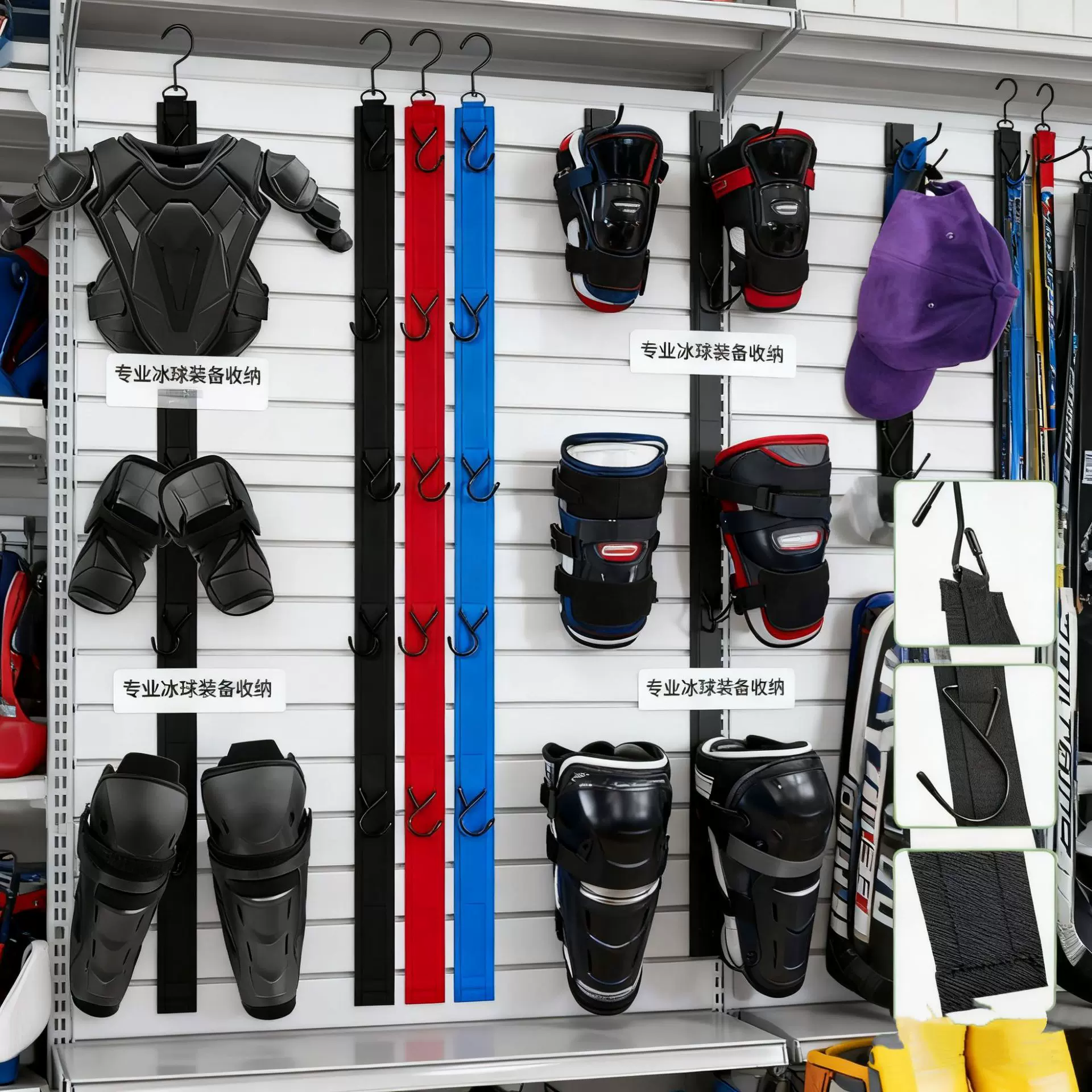 跨境球拍棒球曲棍球冰球设备墙面挂钩露营滑雪运动便捷式挂衣架