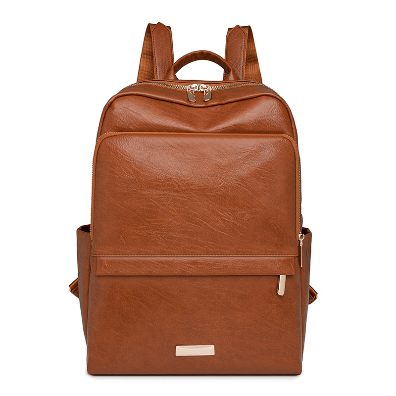 2024 nueva mochila de cuero suave para mujer casual moda retro urbano viaje mochila escolar para estudiantes marea