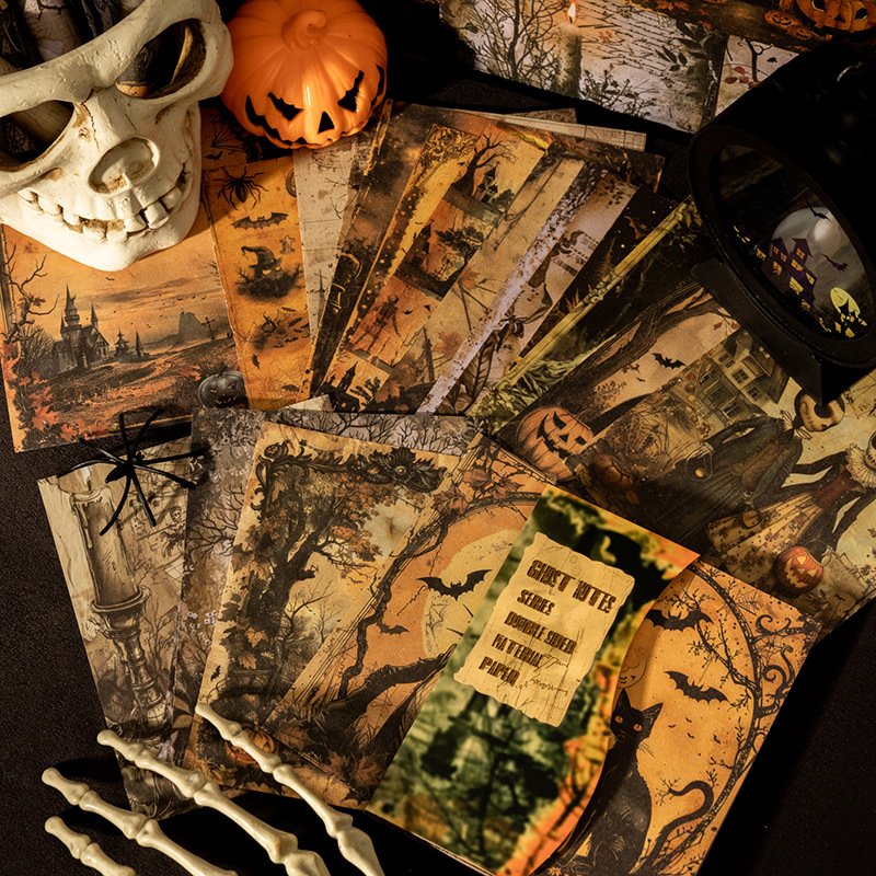 Ketchup Girl Material de doble cara Papel Ghost Notes Series Halloween Calabaza Libro de material de doble cara