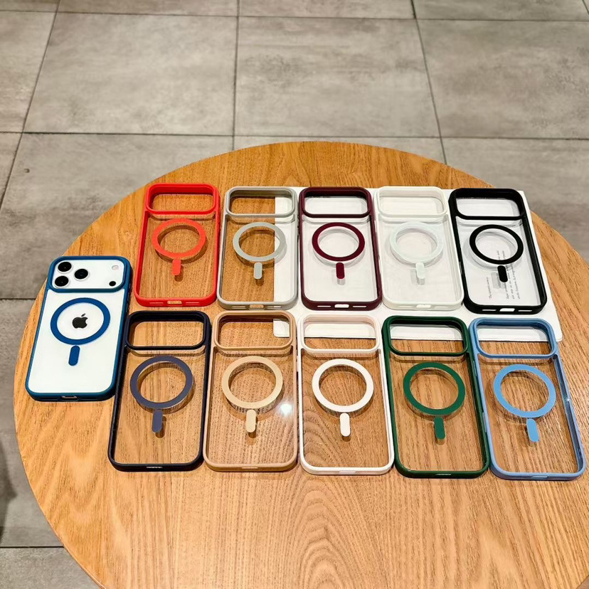 Funda para teléfono móvil magnética transparente ultrafina iphone17PROMAX funda protectora anti-caída para PC de acrílico Apple 16