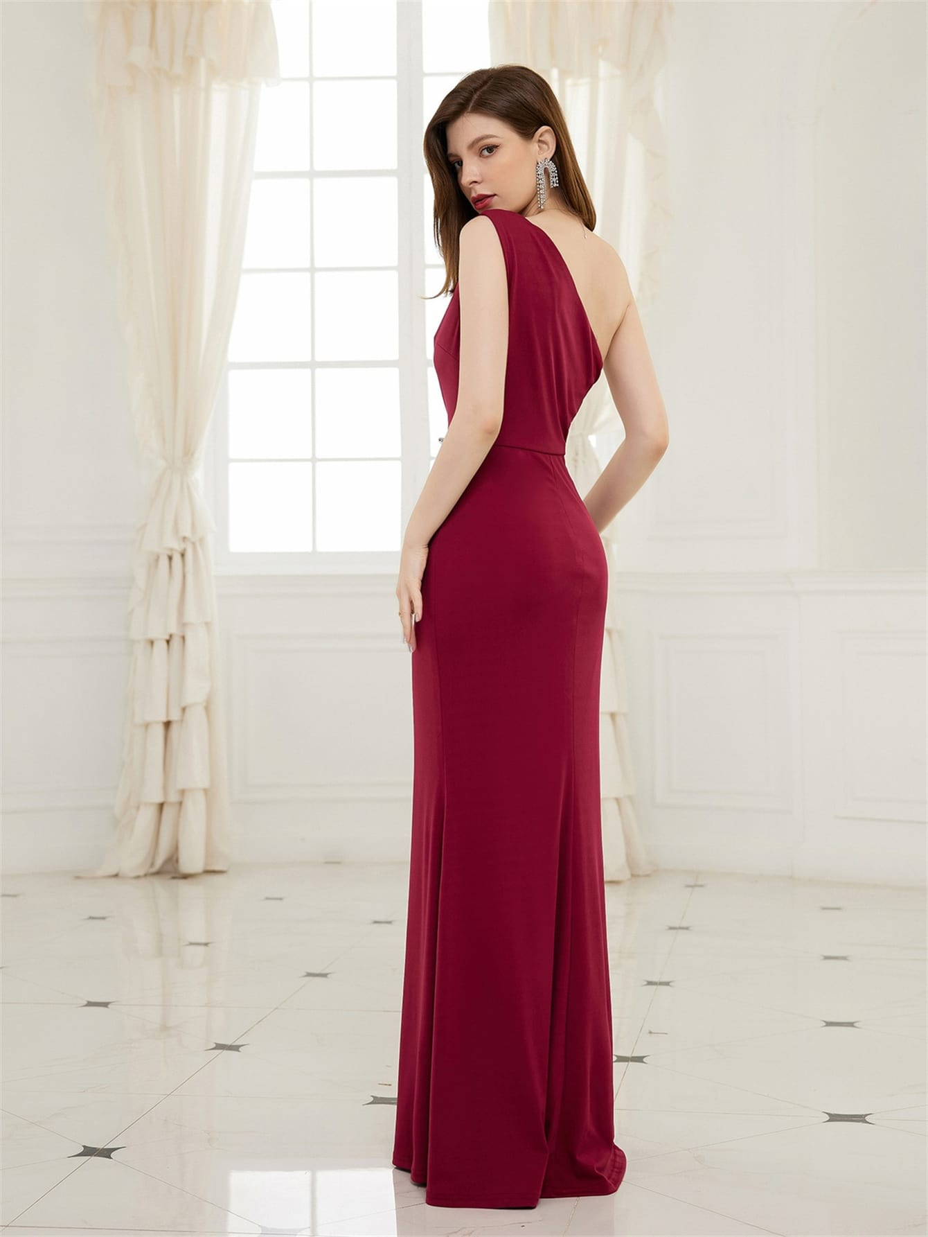 Europa y los Estados Unidos comercio exterior nueva ropa de mujer Amazon sexy cuello inclinado sequela delgada sin mangas super vestido largo