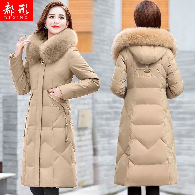 2022冬季新款羽绒棉服女刺绣长款过膝棉衣韩版修身显瘦棉袄外套女