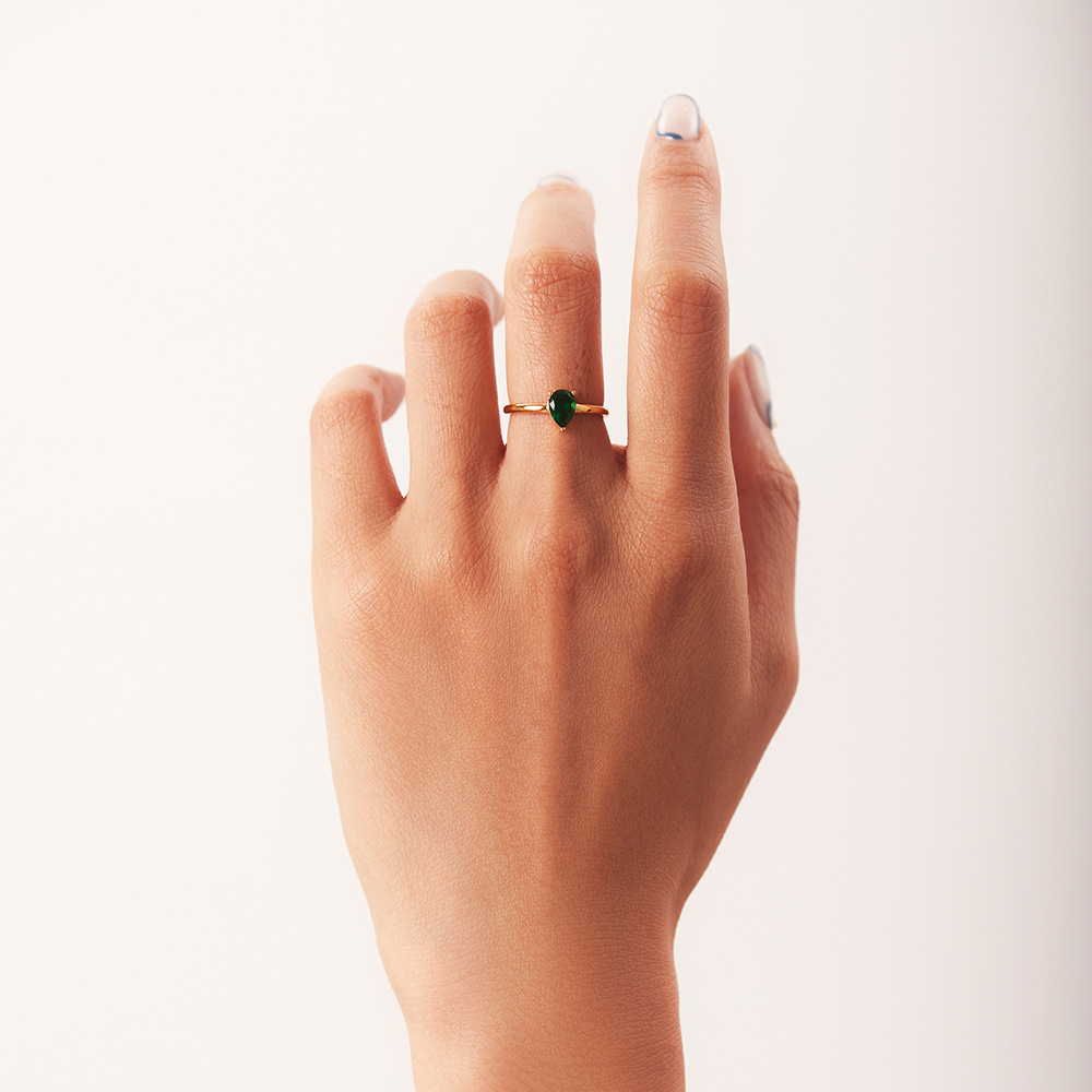 Fashion Water Droplets Stainless Steel Open Ring Inlay Zircon Copper Rings